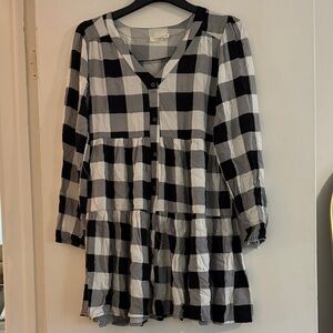 Black and White Checkered Midi Dress